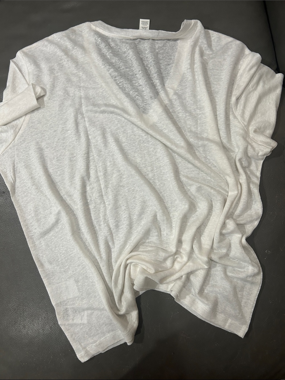 H&M Lightweight V-Neck 100% Linen Tee in White sz XXL - Picture 5 of 5